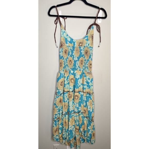 Free People Adriel Dress Floral Tiered Cami Smocked Boho Prairie Hawaiian NWT XS - Picture 2 of 10
